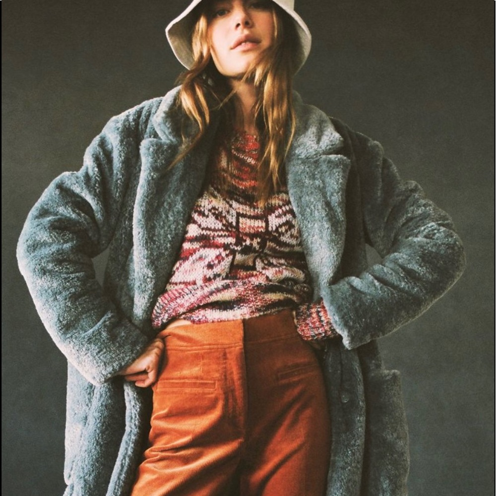 NWT Anthropologie Maeve Lisanne Faux Fur Coat